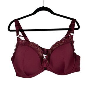 Adore Me 44DD Marca Burgundy Contour Lace Strappy Underwire Bra